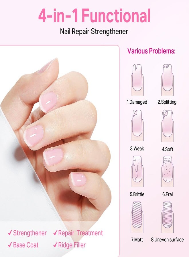 MIZHSE Nail Strengthener and Growth Nail Hardener Extra Strong and Growth, Nail Repair for Thin and Damaged Nails, Concealer Ridge Filler Foundation Polish Pink 16ML - Image 5